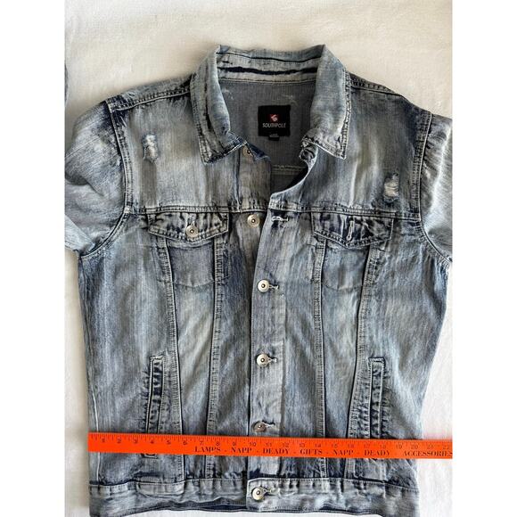 Vintage Southpole Distressed Light Wash Denim Jacket Large Y2K 90s Streetwear - Picture 10 of 11